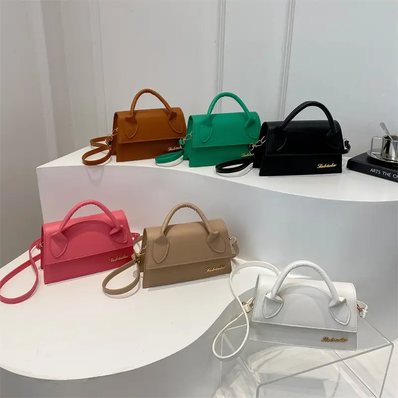 Pink Leather Shoulder Bag with Letter Hardware for Women