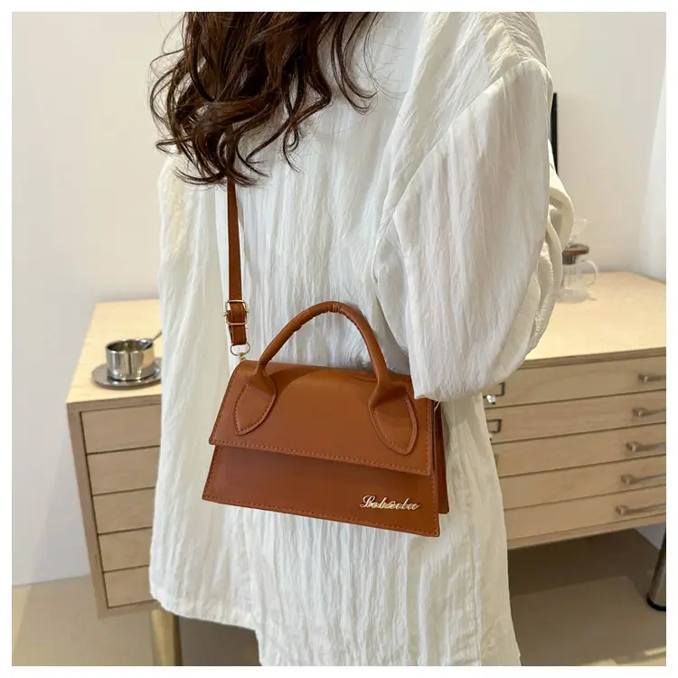 Pink Leather Shoulder Bag with Letter Hardware for Women — feature 10