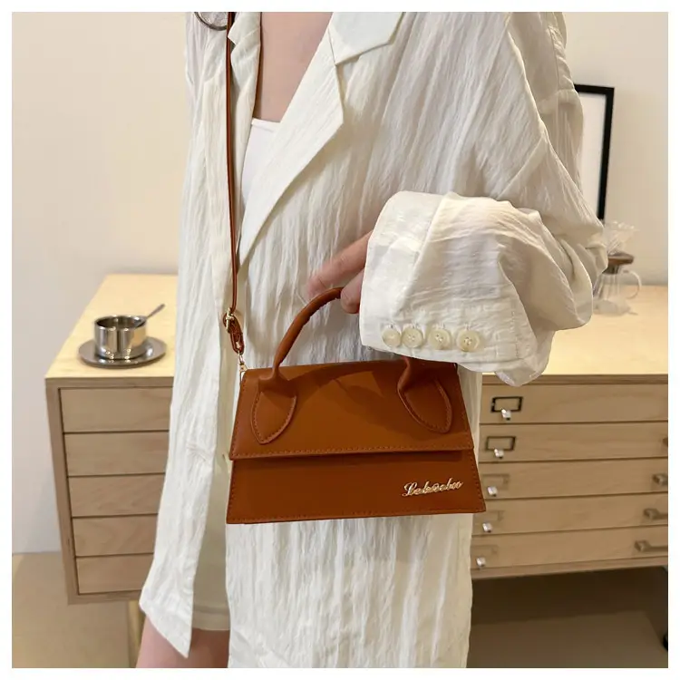 Pink Leather Shoulder Bag with Letter Hardware for Women — feature 11