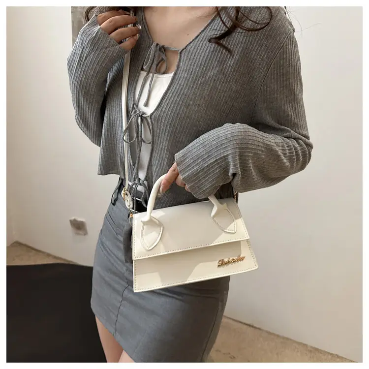 Pink Leather Shoulder Bag with Letter Hardware for Women — feature 17