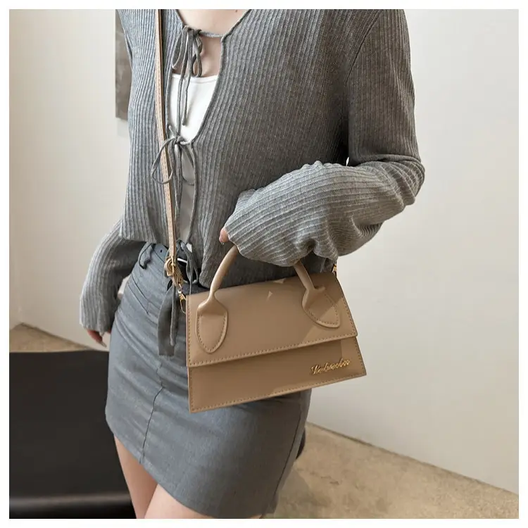 Pink Leather Shoulder Bag with Letter Hardware for Women — feature 21