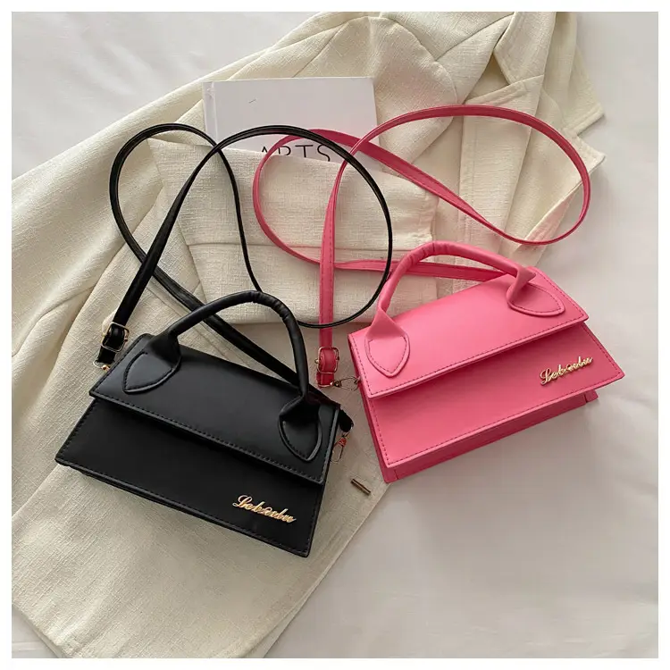 Pink Leather Shoulder Bag with Letter Hardware for Women — feature 34
