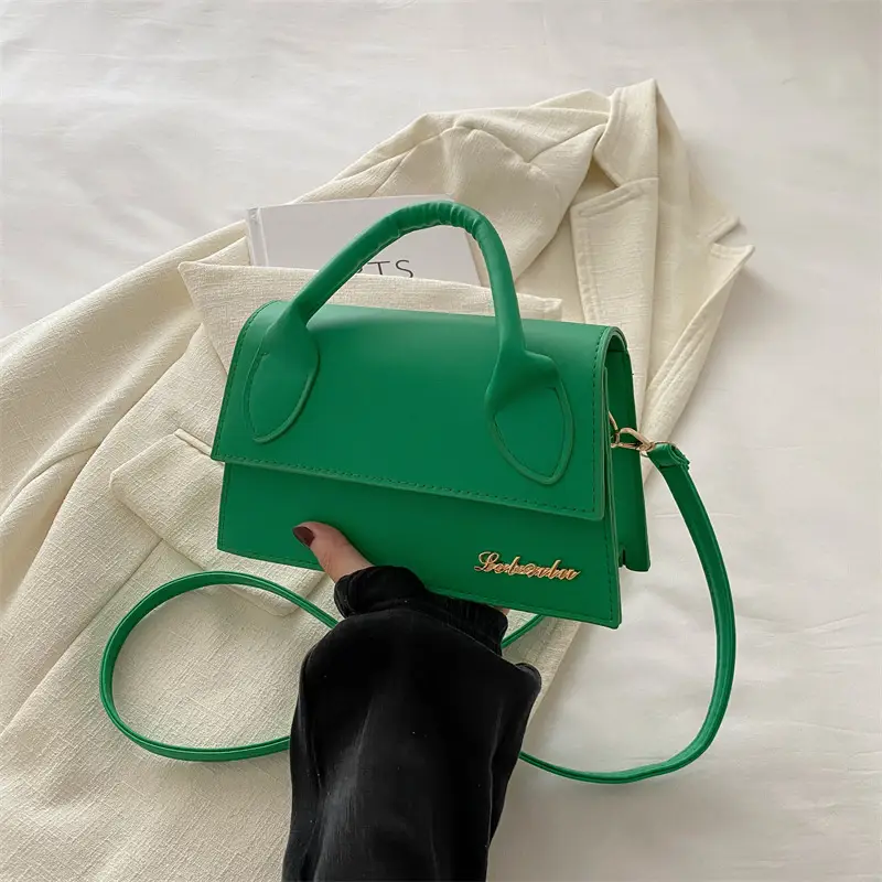 Pink Leather Shoulder Bag with Letter Hardware for Women
