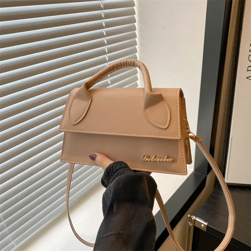 Pink Leather Shoulder Bag with Letter Hardware for Women