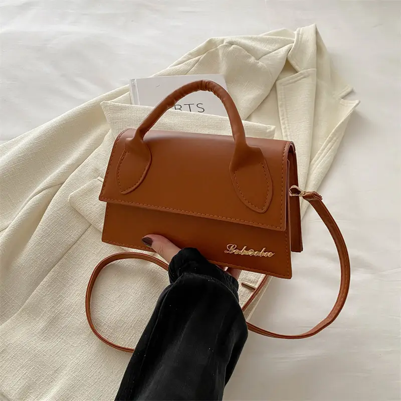 Pink Leather Shoulder Bag with Letter Hardware for Women