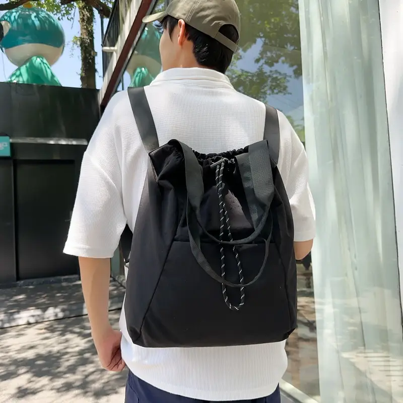 Korean Style Drawstring Tote Bag Large Capacity Women's 2024 College Student Backpack Women's Casual Backpack Nylon Shoulder Bag - Image 6