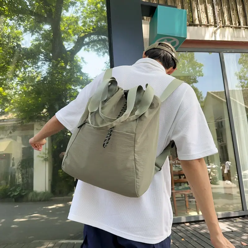 Korean Style Drawstring Tote Bag Large Capacity Women's 2024 College Student Backpack Women's Casual Backpack Nylon Shoulder Bag - Image 7