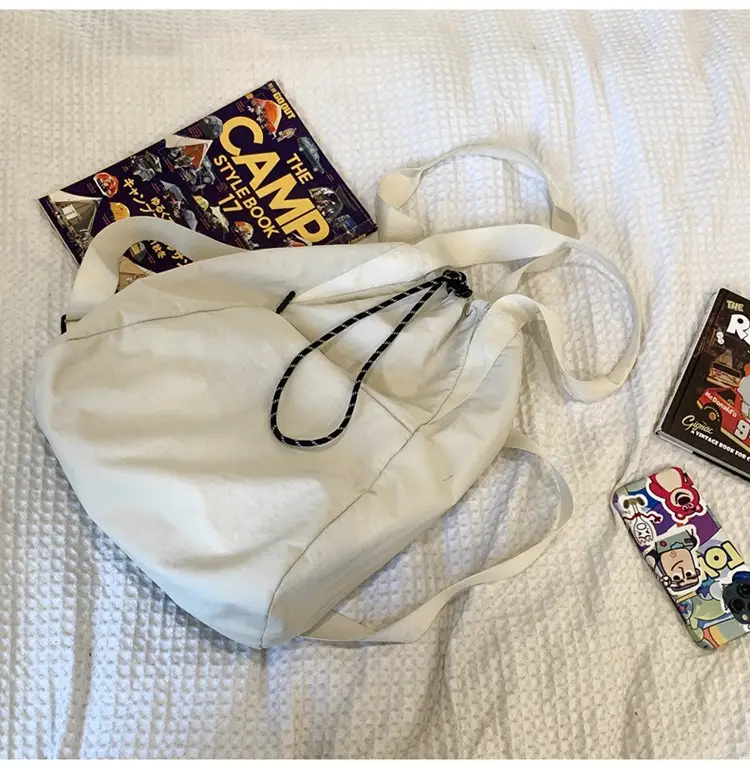 Korean Style Drawstring Tote Bag Large Capacity Women's 2024 College Student Backpack Women's Casual Backpack Nylon Shoulder Bag — feature 31