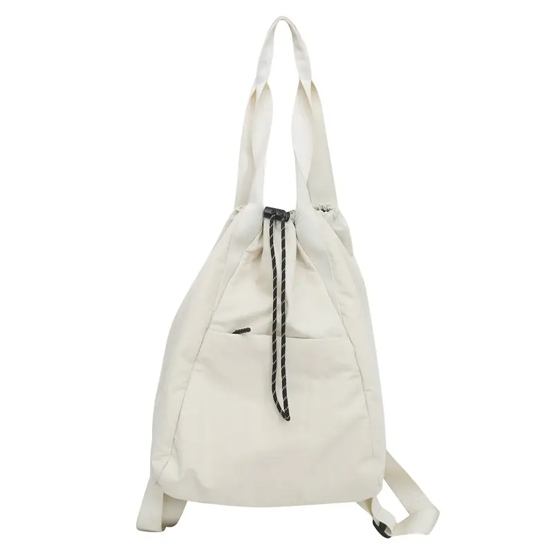 Korean Style Drawstring Tote Bag Large Capacity Women's 2024 College Student Backpack Women's Casual Backpack Nylon Shoulder Bag - Image 2