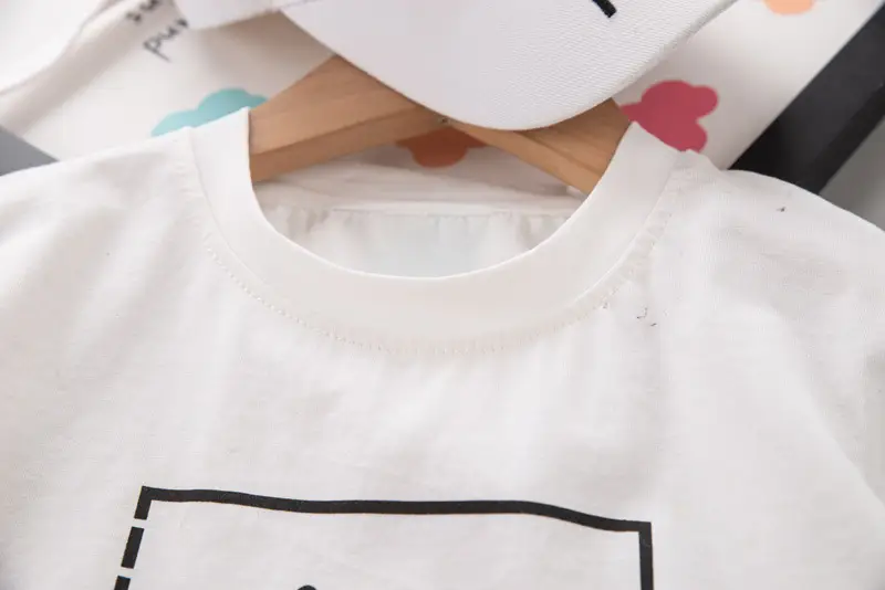 Children Cotton T-Shirt Shorts Set White Pink Summer — feature 6