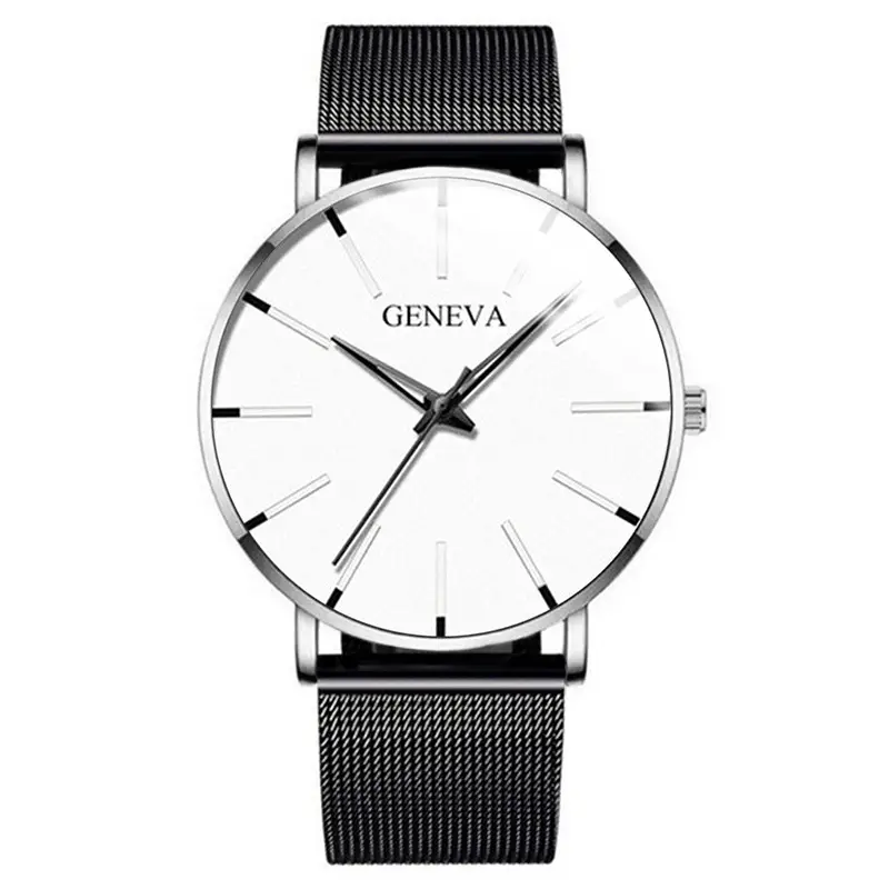 White plate silver shell black mesh belt