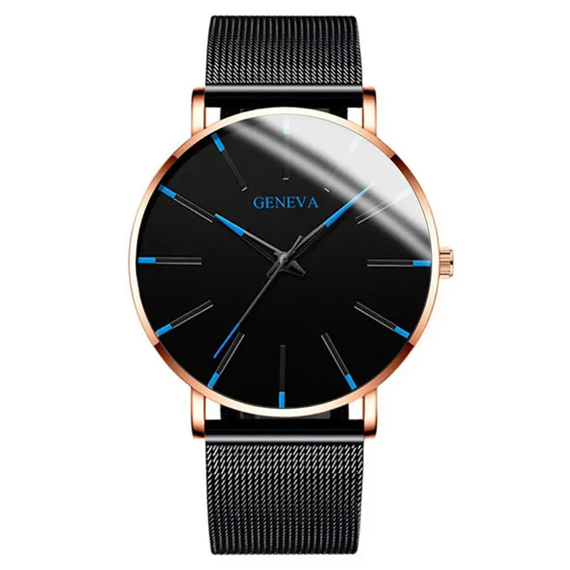 Blue Needle Rose Gold Shell Black Mesh Belt