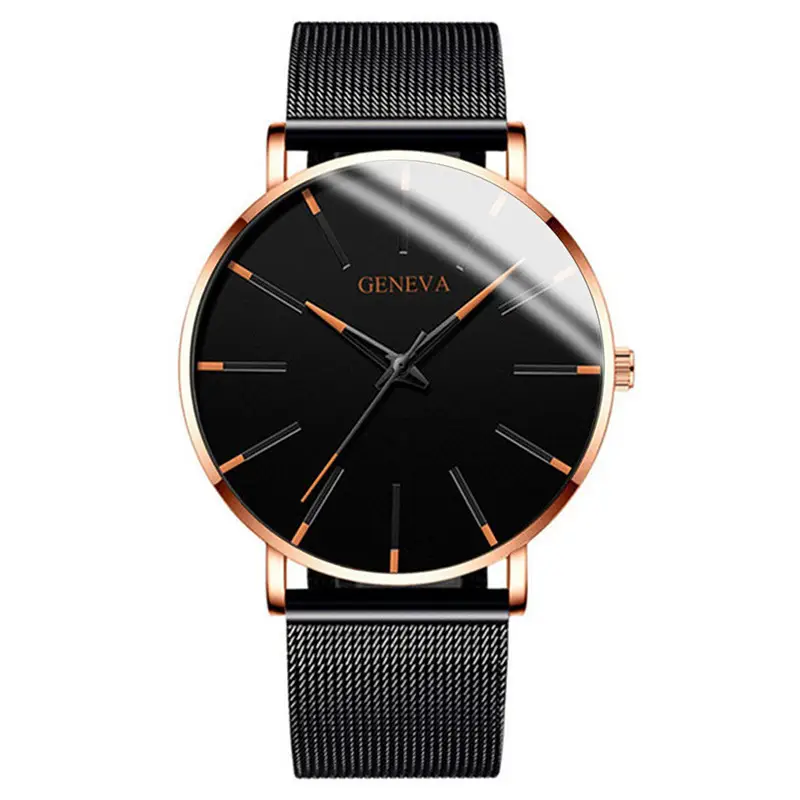 Rose Gold Needle Rose Gold Shell Black Mesh Belt