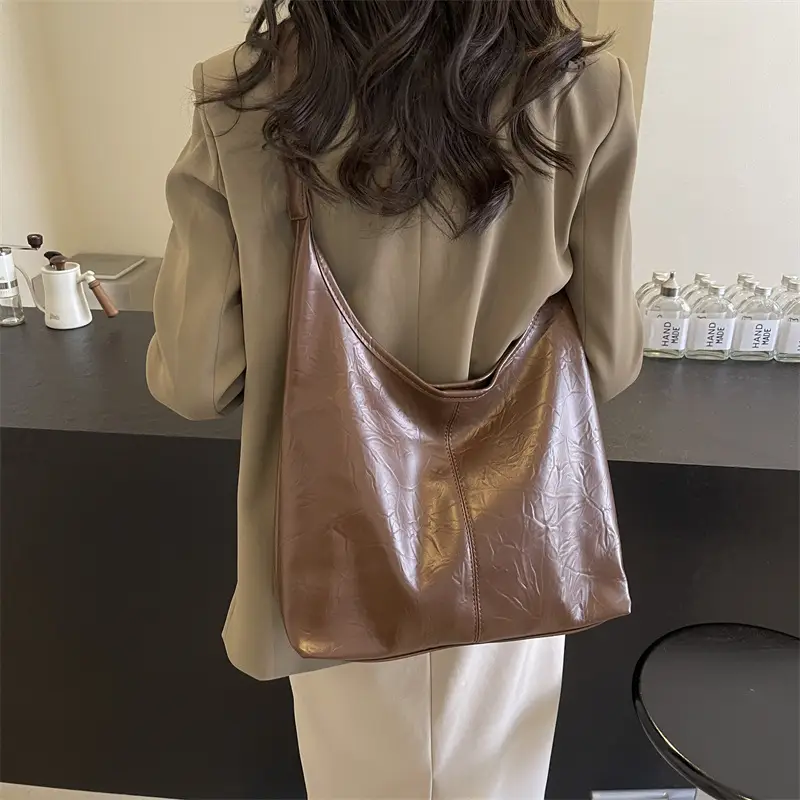 Black Leather Shoulder Bag for Women 2024