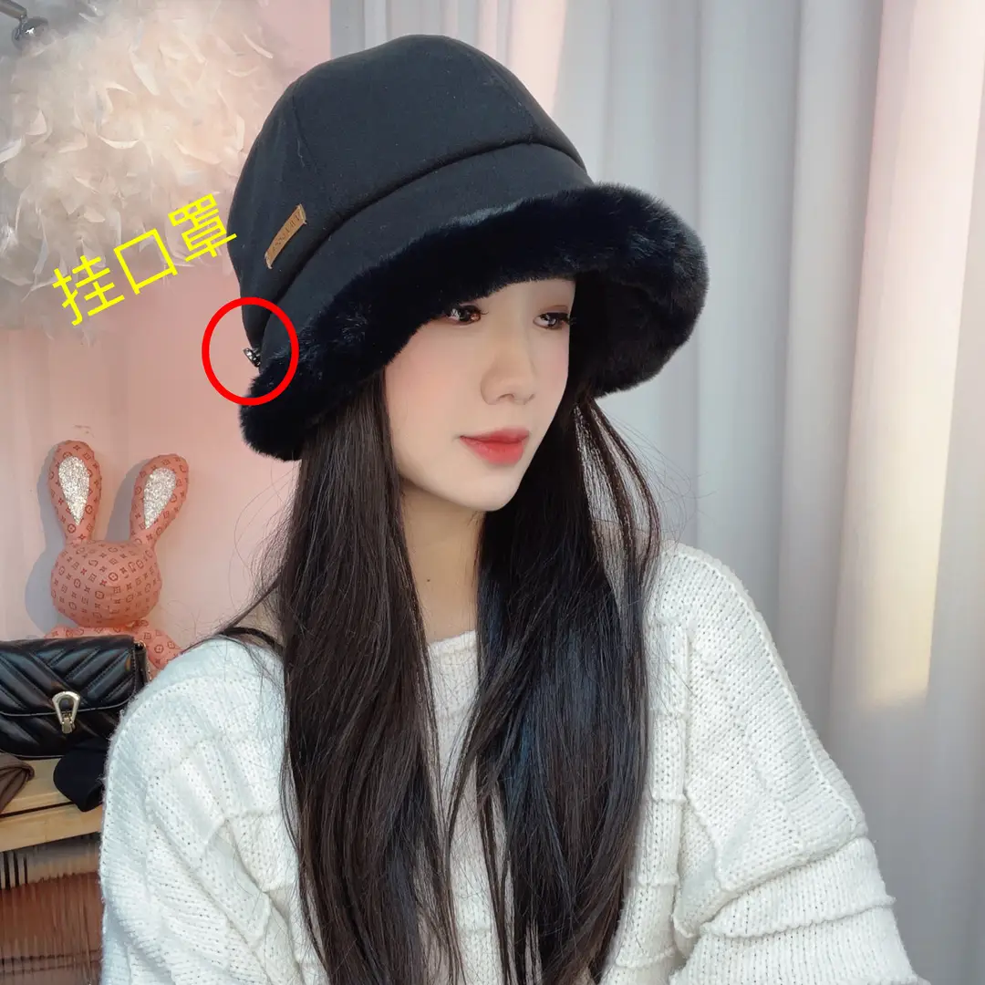 Winter Plush Fisherman Hat Women Duck Tongue Big Head Wai Face Small Outdoor Cycling Windshield Warm Basin Hat - Image 6