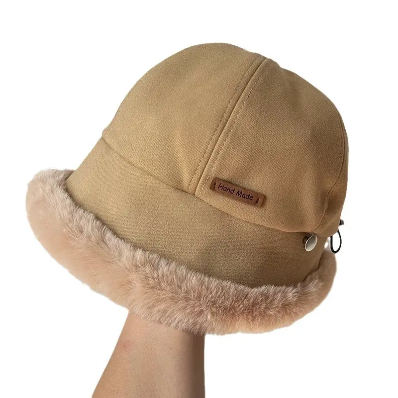 Winter Plush Fisherman Hat Women Duck Tongue Big Head Wai Face Small Outdoor Cycling Windshield Warm Basin Hat - Image 9