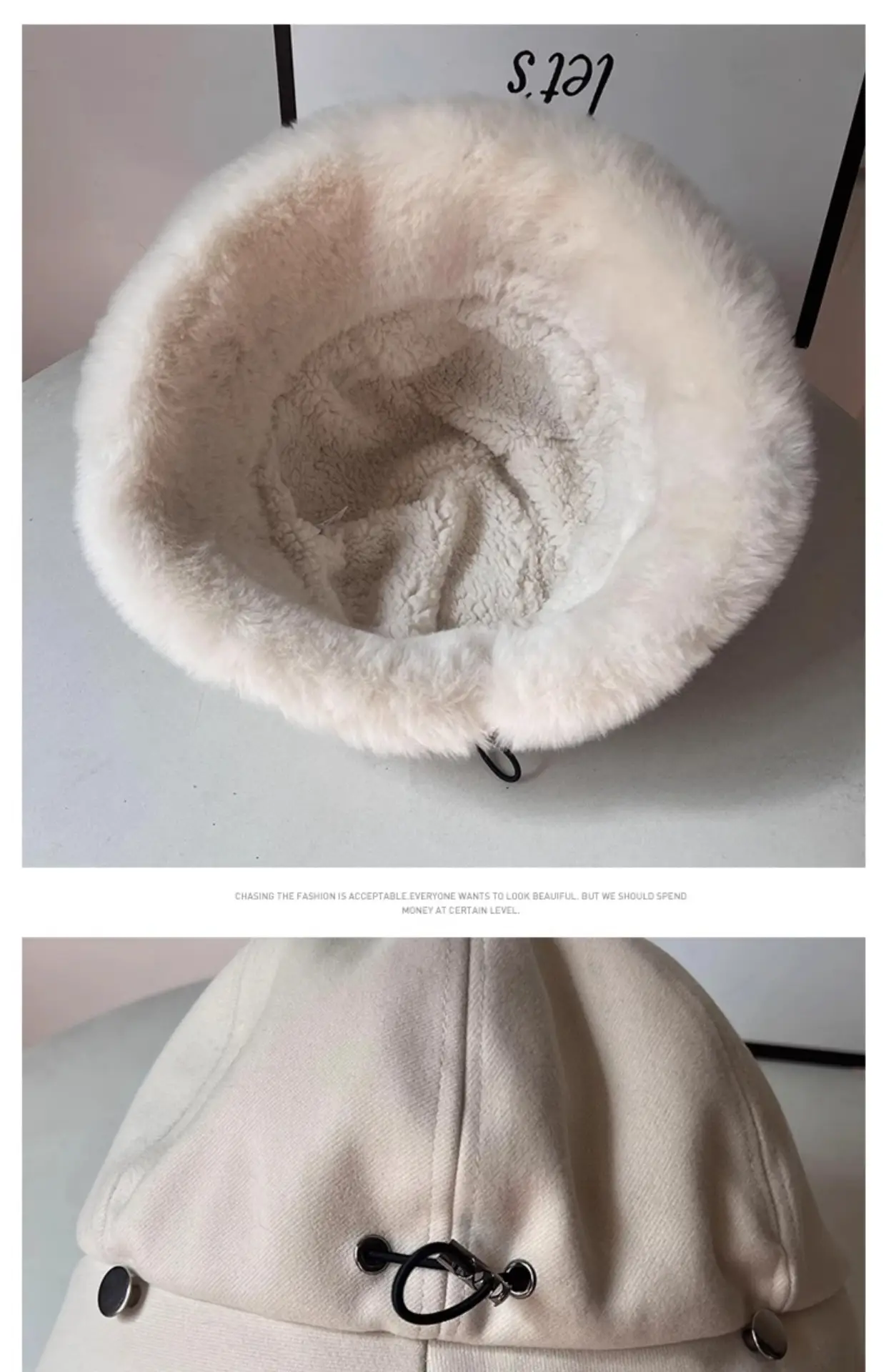 Winter Plush Fisherman Hat Women Duck Tongue Big Head Wai Face Small Outdoor Cycling Windshield Warm Basin Hat — feature 14