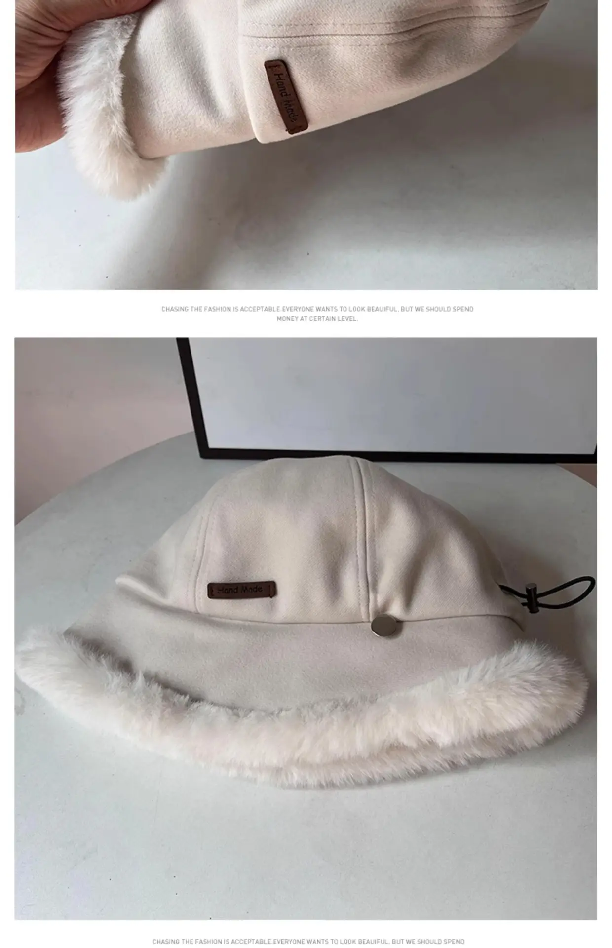 Winter Plush Fisherman Hat Women Duck Tongue Big Head Wai Face Small Outdoor Cycling Windshield Warm Basin Hat — feature 17