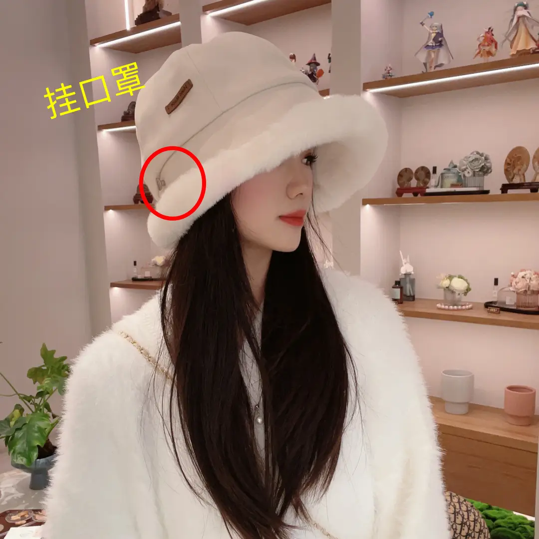 Winter Plush Fisherman Hat Women Duck Tongue Big Head Wai Face Small Outdoor Cycling Windshield Warm Basin Hat - Image 3