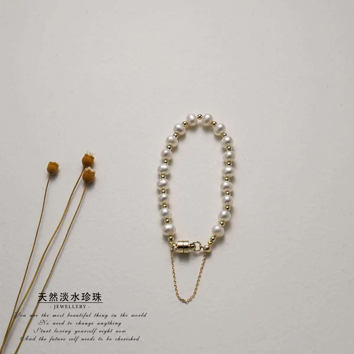Natural Pearl Bracelet Gold Plated Retro Style - Image 6