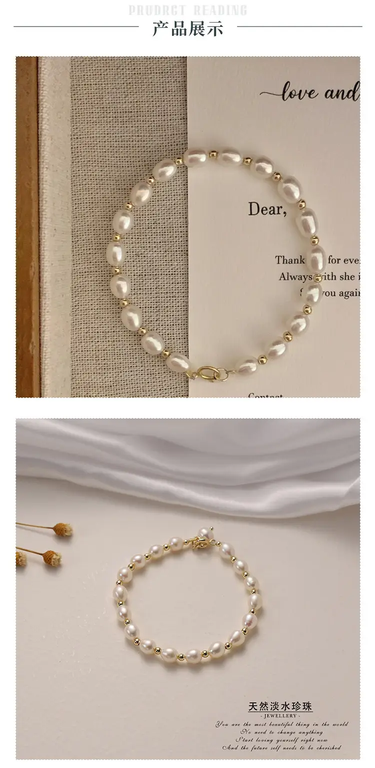 Natural Pearl Bracelet Gold Plated Retro Style — feature 3
