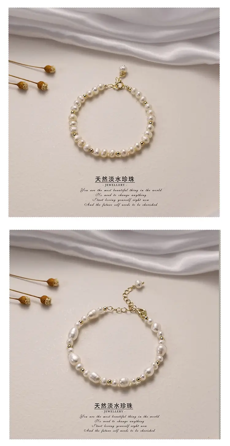 Natural Pearl Bracelet Gold Plated Retro Style — feature 4