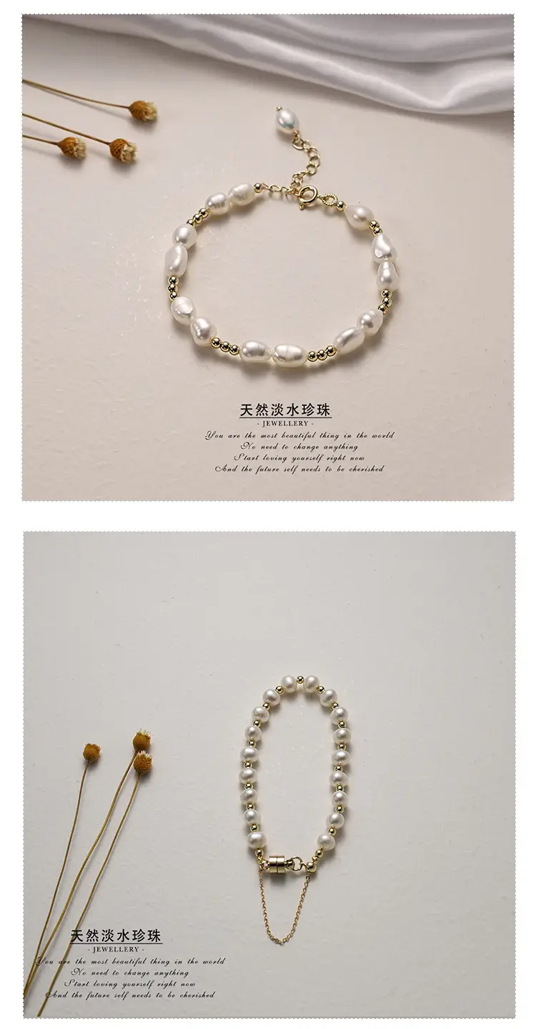 Natural Pearl Bracelet Gold Plated Retro Style — feature 5