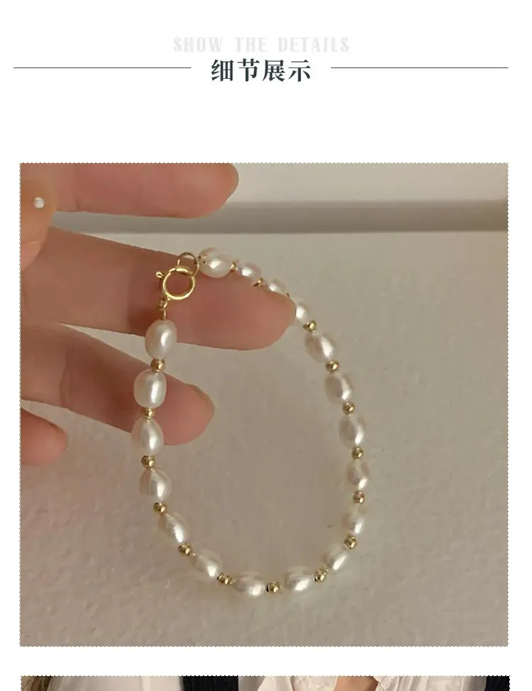 Natural Pearl Bracelet Gold Plated Retro Style — feature 7