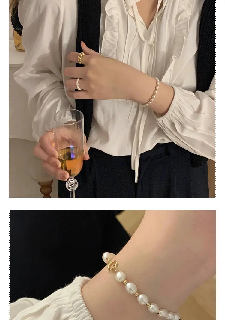 Natural Pearl Bracelet Gold Plated Retro Style — feature 8