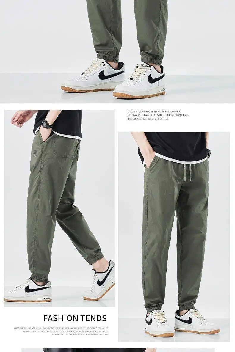 Men Black Ice Silk Cropped Pants Casual Wear — feature 10