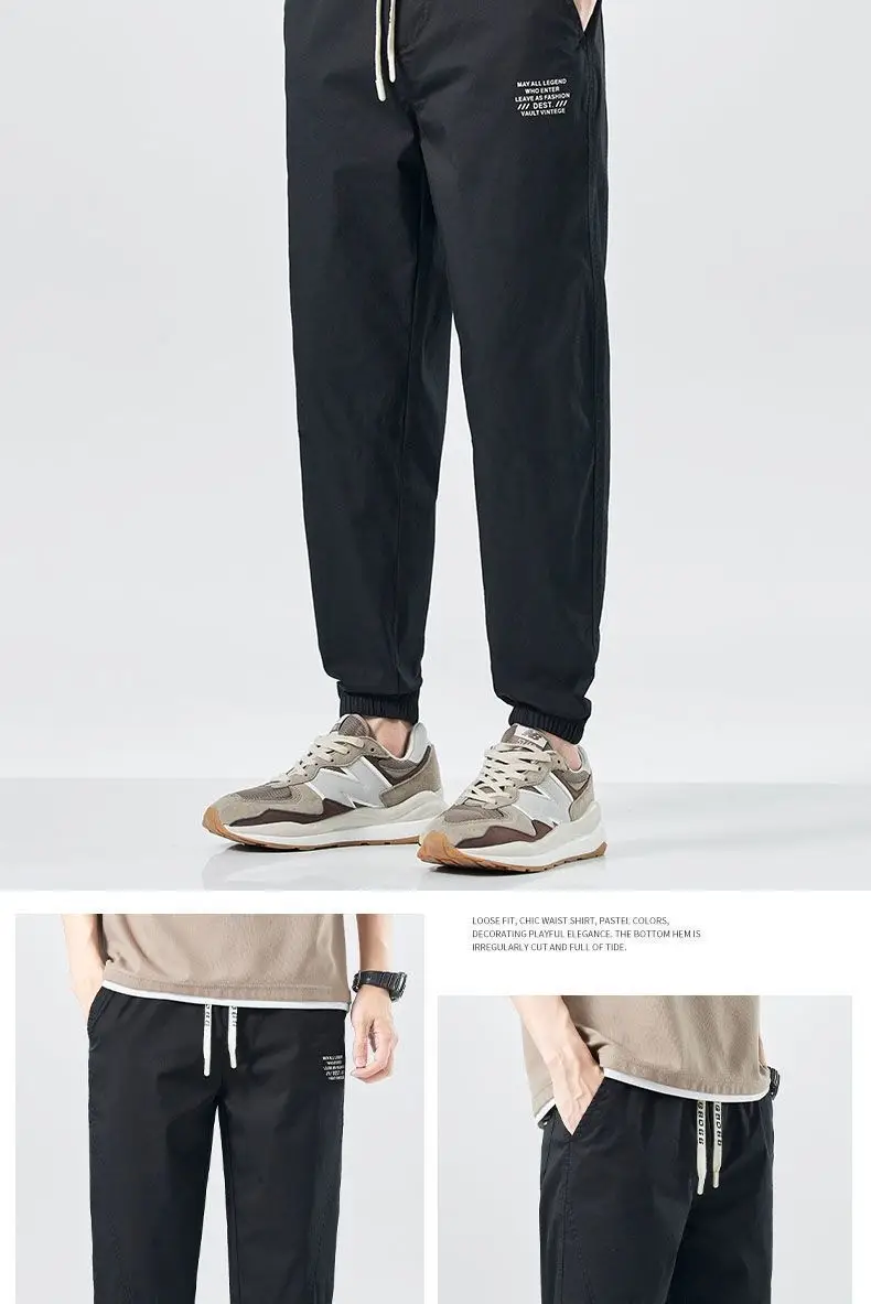 Men Black Ice Silk Cropped Pants Casual Wear — feature 12