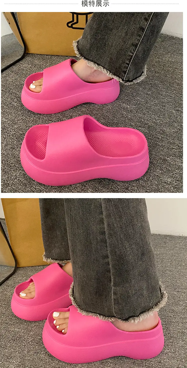 Korean-style 2024 summer new fish mouth muffin thick-soled sandals and slippers soft-soled non-slip beach shoes women's shoes — feature 12