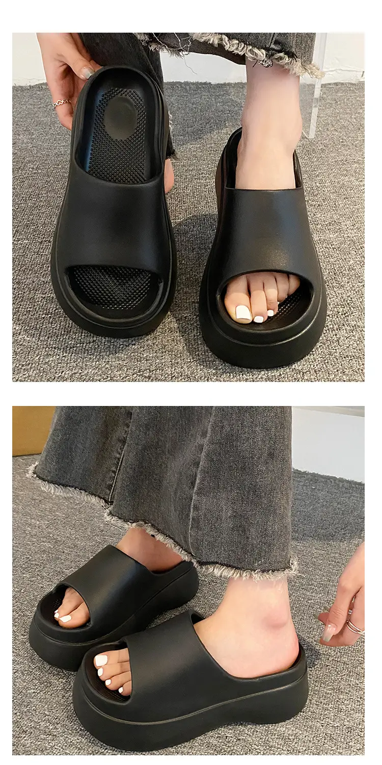 Korean-style 2024 summer new fish mouth muffin thick-soled sandals and slippers soft-soled non-slip beach shoes women's shoes — feature 8