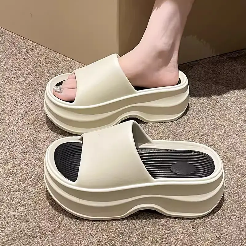 Korean-style 2024 summer new fish mouth muffin thick-soled sandals and slippers soft-soled non-slip beach shoes women's shoes - Image 7