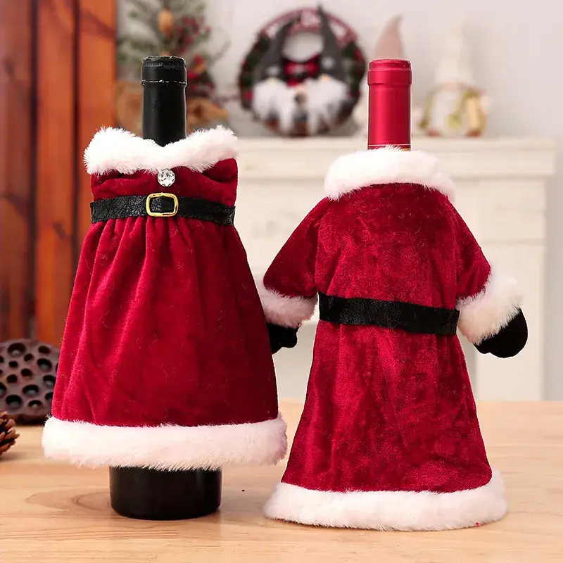 Christmas Wine Bottle Set Green Knit Design 16" - Image 28