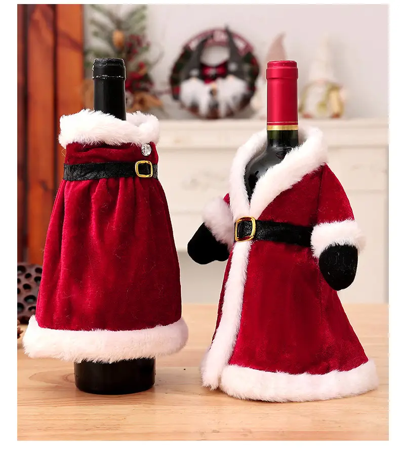 Christmas Wine Bottle Set Green Knit Design 16" — feature 10