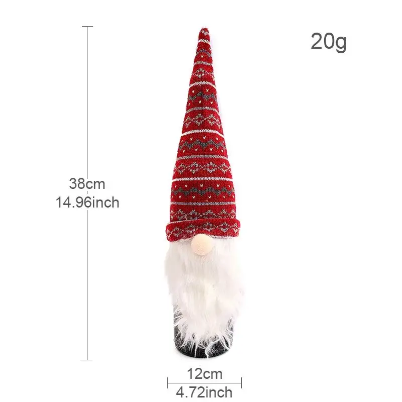 Christmas Wine Bottle Set Green Knit Design 16" - Image 18