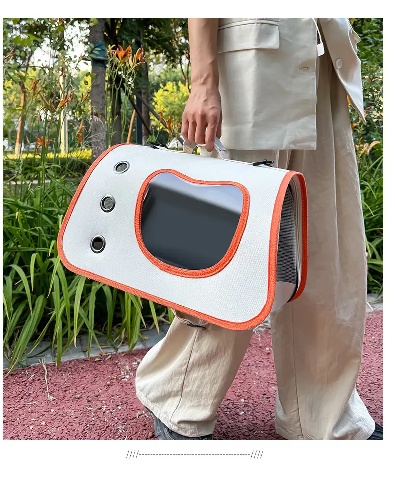 Pet Carrier Bag with Cat & Dog Design, Orange & White, 1 Pc — feature 37
