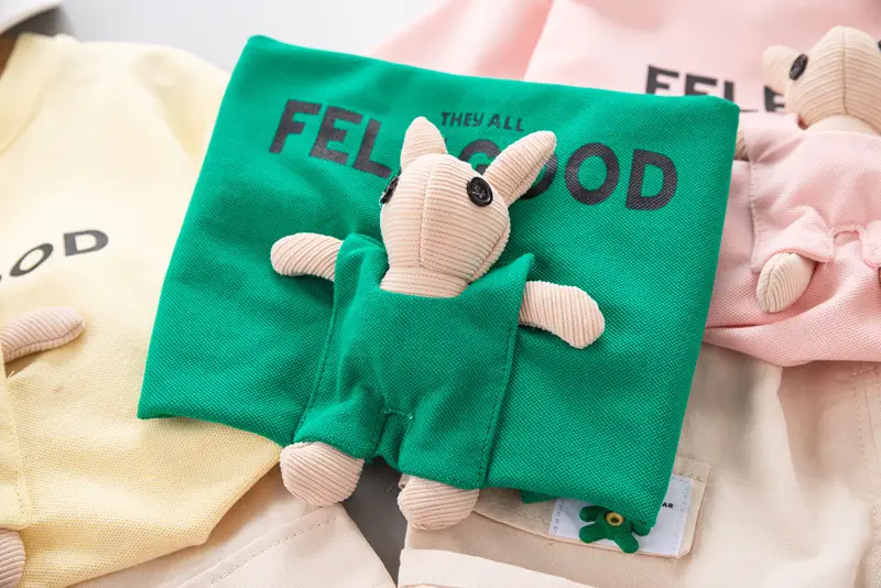 Children Cotton Short Sleeve T-Shirt Shorts Set Yellow — feature 17