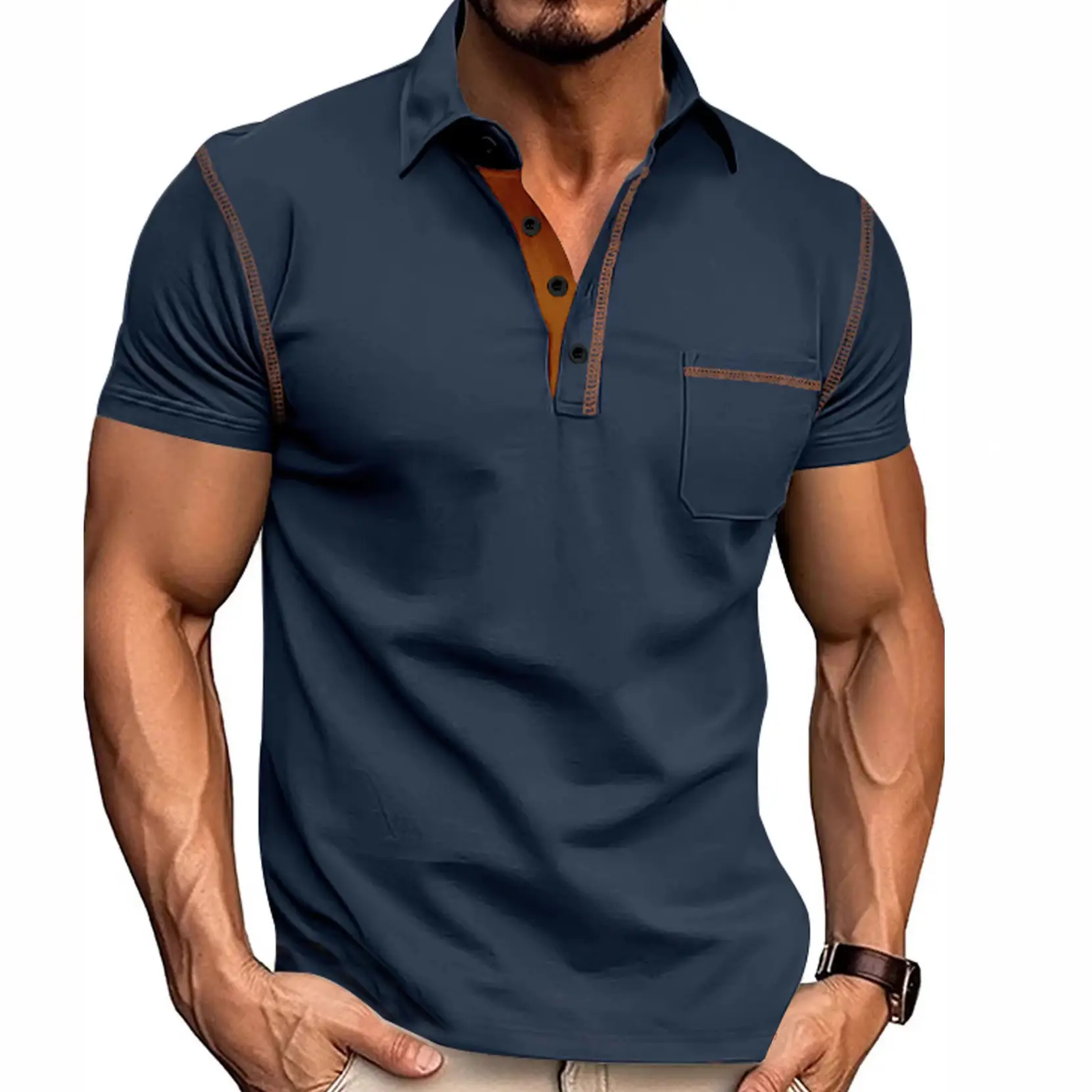 Men's White Short Sleeve Polo T-Shirt 2026 Summer - Image 11