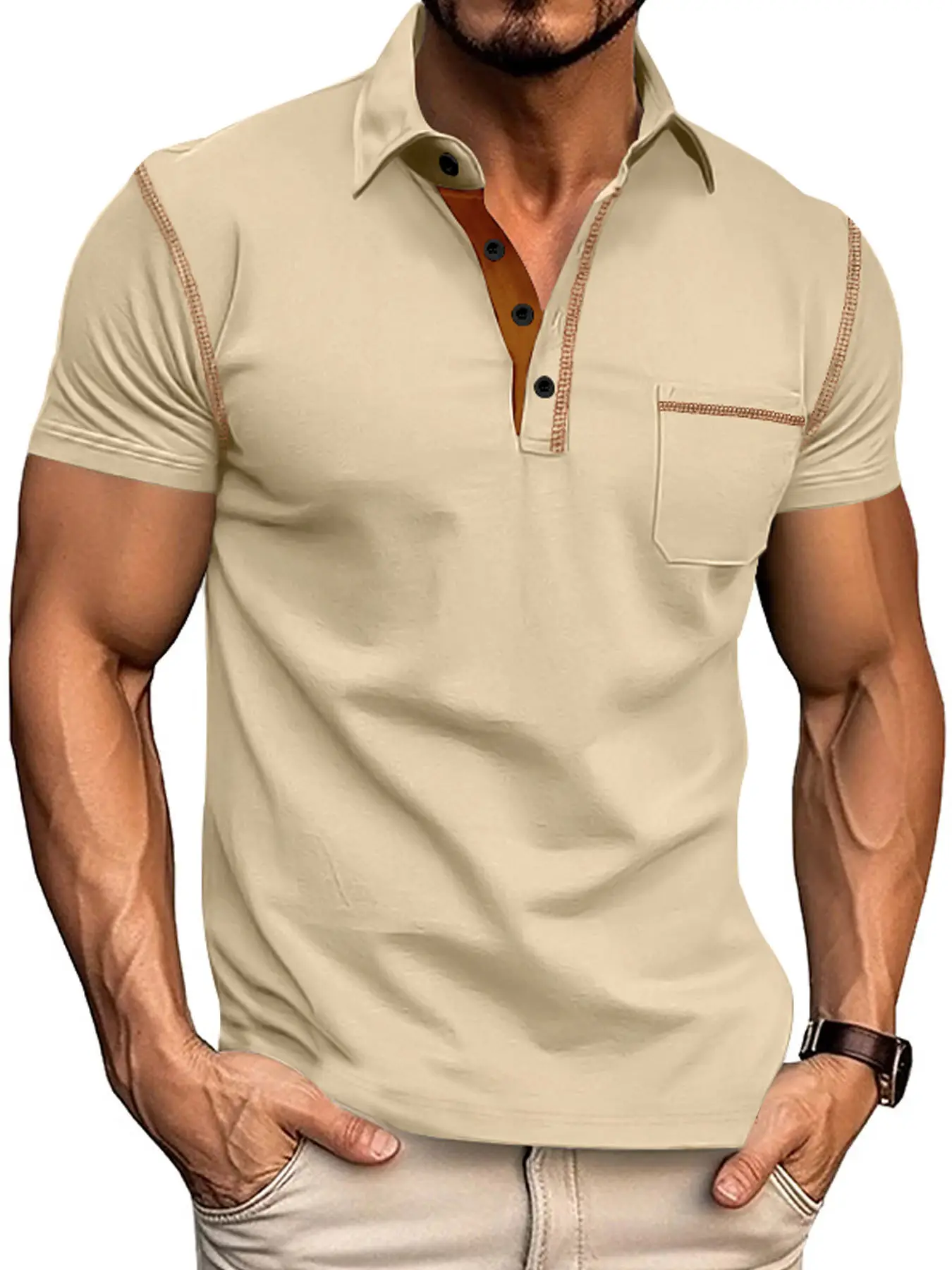 Men's White Short Sleeve Polo T-Shirt 2026 Summer - Image 4
