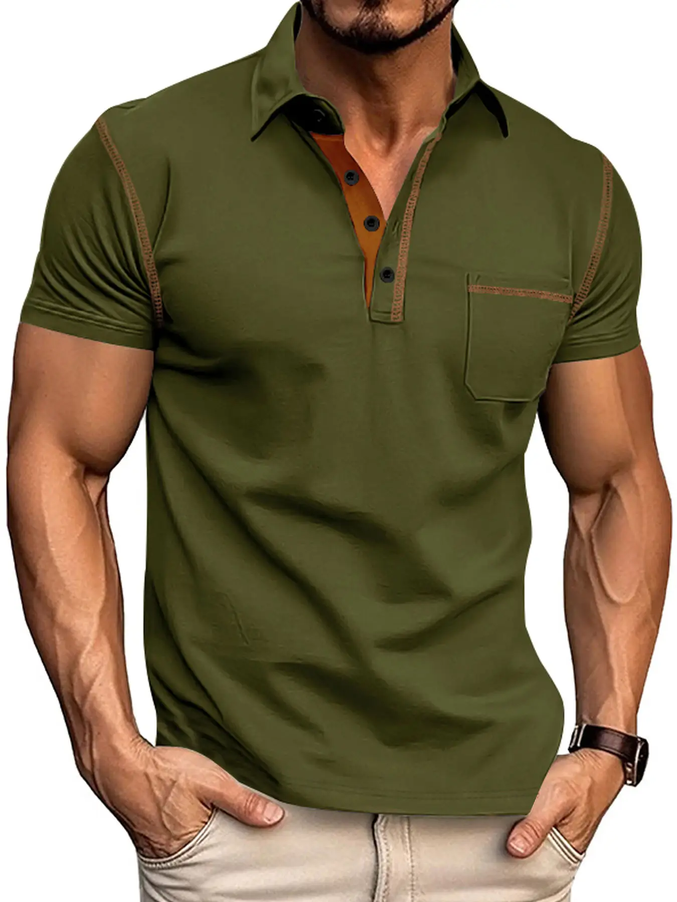 Men's White Short Sleeve Polo T-Shirt 2026 Summer - Image 5