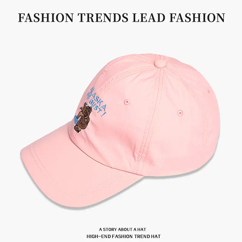 Korean-style Embroidered Baseball Cap for Women Pink - Image 4