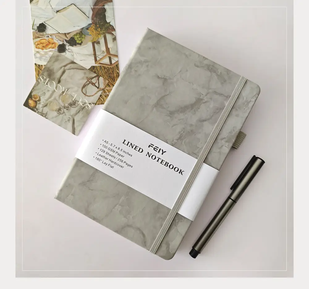 A5 Lined Notebook Navy Blue Hardcover Strap Notepad — feature 13