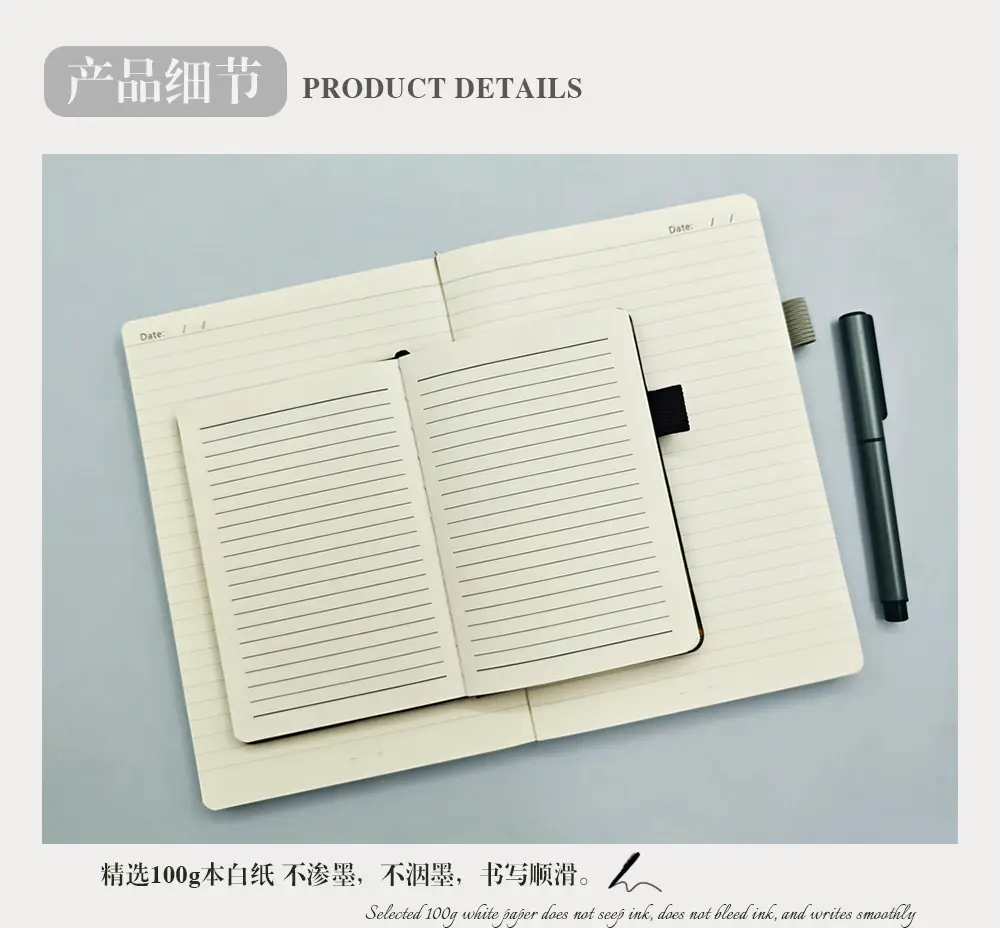 A5 Lined Notebook Navy Blue Hardcover Strap Notepad — feature 4