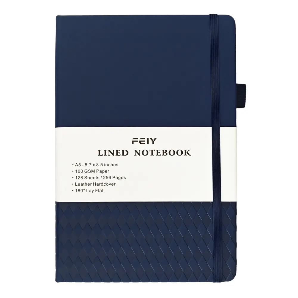 A5 Lined Notebook Navy Blue Hardcover Strap Notepad - Image 10