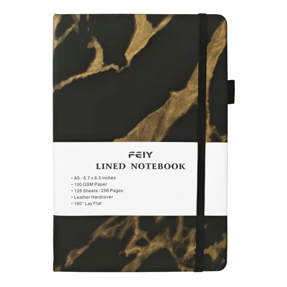 A5 Lined Notebook Navy Blue Hardcover Strap Notepad - Image 2