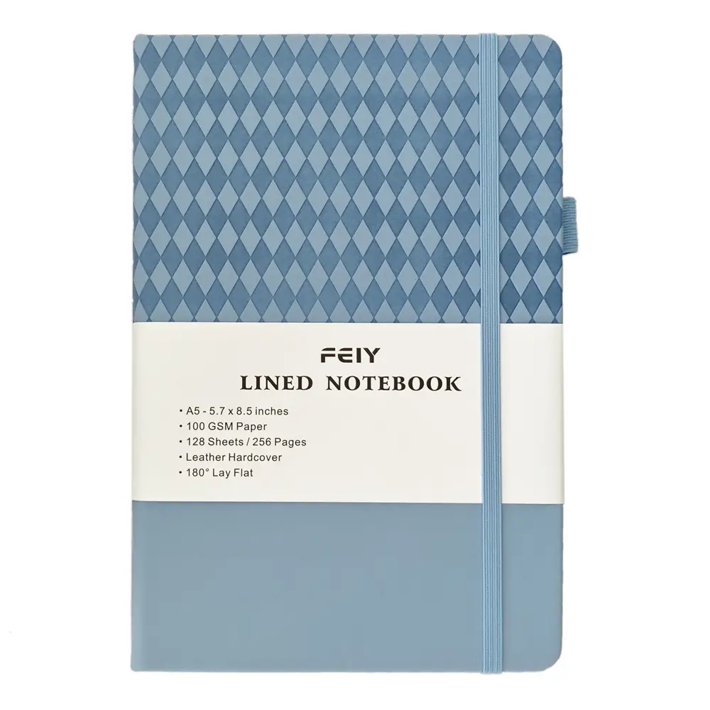 A5 Lined Notebook Navy Blue Hardcover Strap Notepad - Image 3