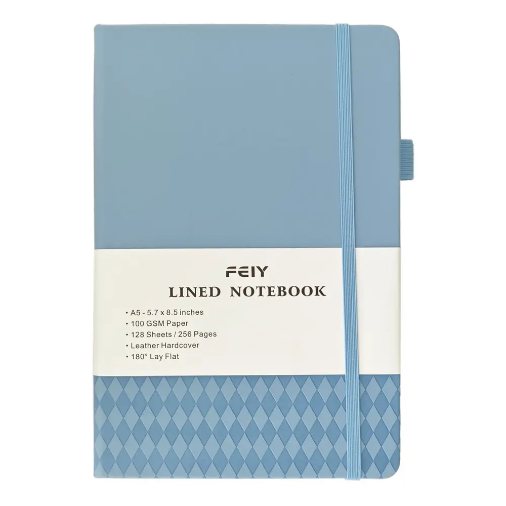 A5 Lined Notebook Navy Blue Hardcover Strap Notepad - Image 4
