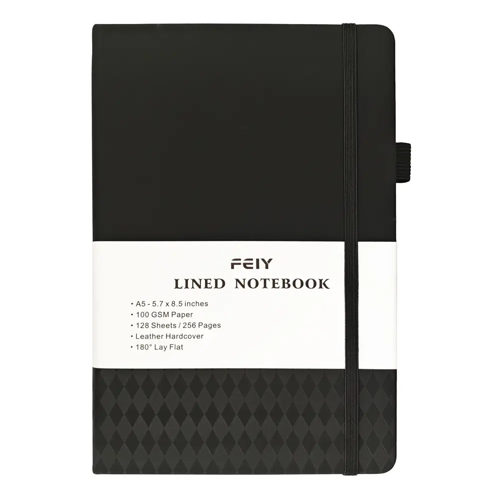 A5 Lined Notebook Navy Blue Hardcover Strap Notepad - Image 7